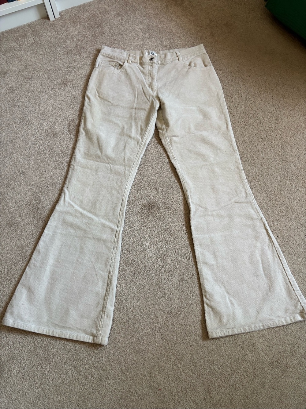 Amazing Cream Corduroy Flare Bell Bottom Pants Size 8 Y2K
